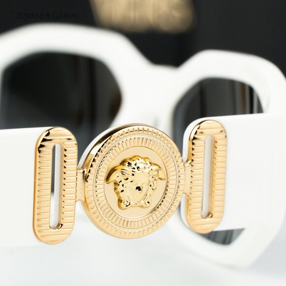 NEW Versace VE4361 401/87 Medusa Biggie White Grey Rectangle Unisex Sunglasses - Picture 4 of 16